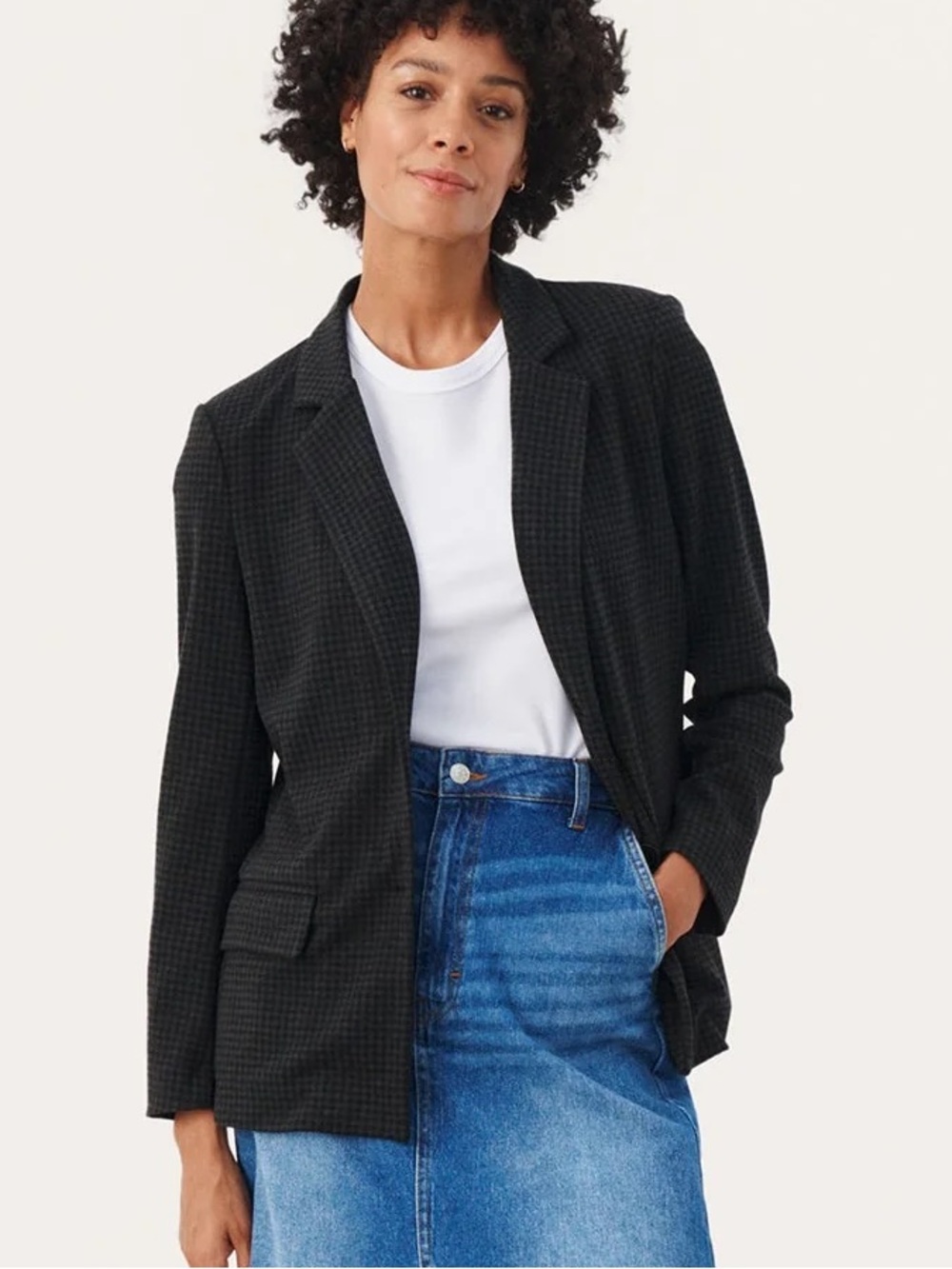 PART TWO Victoriana Grey Black Houndstooth Check Tailored Blazer EU 42 US 12 NWT